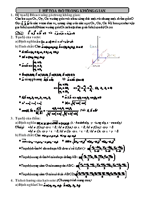 Toán 12 - Hệ toạ độ trong không gian